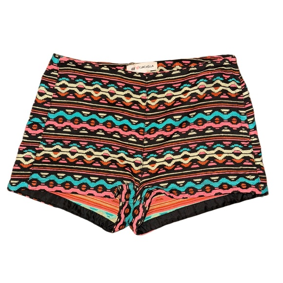H&M x COACHELLA High Waist Bright Boho Festival Shorts - Picture 2 of 8